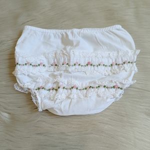 Vintage white with adorable lace and rose trim  diaper cover 18-25 lbs